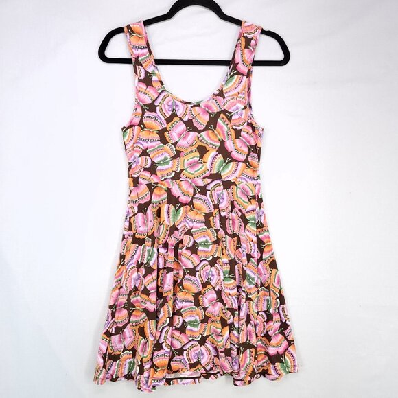 Free People Mini Swing Dress Womens Small Butterfly All Over Print Sleeveless - Picture 2 of 14